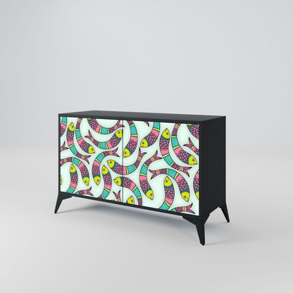Credenza INDIAN FISH a 2 ante in finitura nera