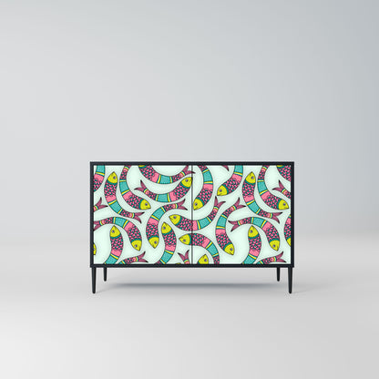 Credenza INDIAN FISH a 2 ante in finitura nera