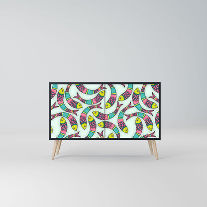 Credenza INDIAN FISH a 2 ante in finitura nera