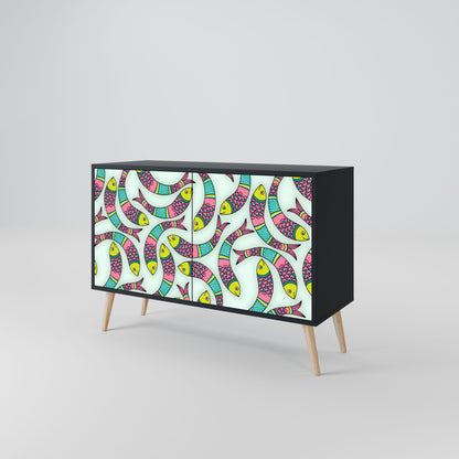 Credenza INDIAN FISH a 2 ante in finitura nera