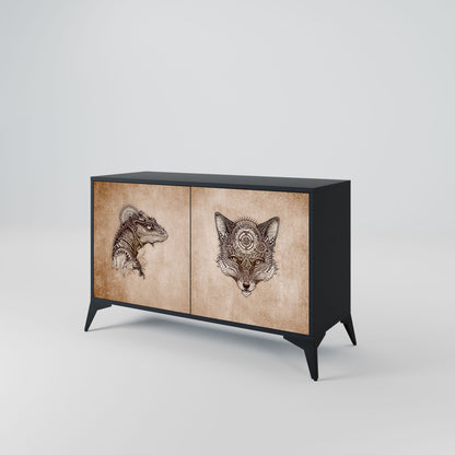 Credenza a 2 ante STEAMPUNK CLAN in finitura nera