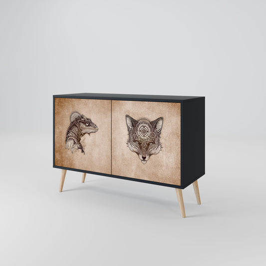 Credenza a 2 ante STEAMPUNK CLAN in finitura nera