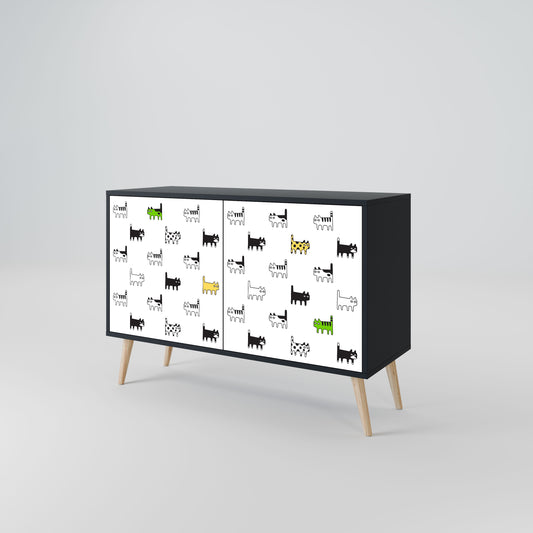 CATS COMPILATION Credenza a 2 ante in finitura nera
