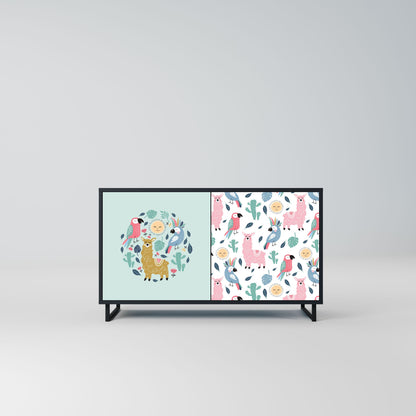 Credenza a 2 ante COLORFUL ALPACAS in finitura nera