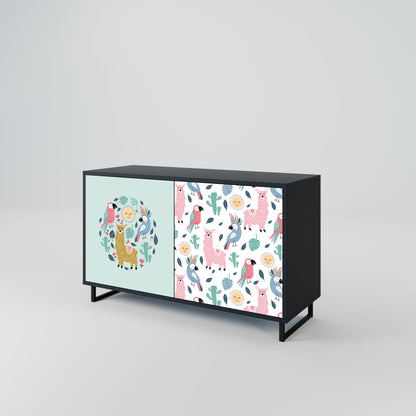 Credenza a 2 ante COLORFUL ALPACAS in finitura nera