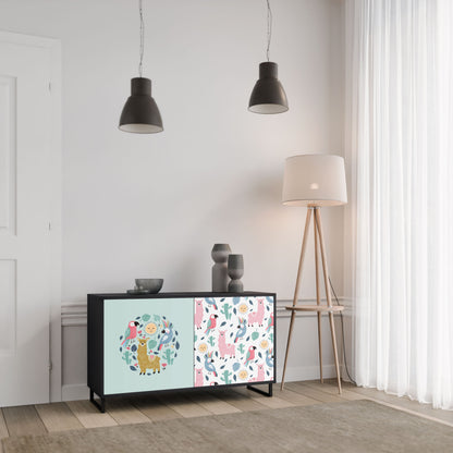 Credenza a 2 ante COLORFUL ALPACAS in finitura nera