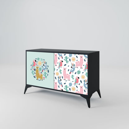 Credenza a 2 ante COLORFUL ALPACAS in finitura nera