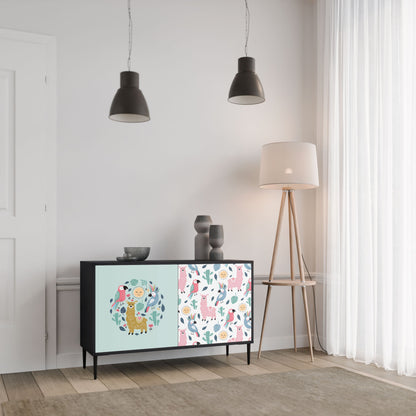 Credenza a 2 ante COLORFUL ALPACAS in finitura nera