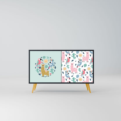 Credenza a 2 ante COLORFUL ALPACAS in finitura nera