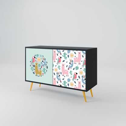 Credenza a 2 ante COLORFUL ALPACAS in finitura nera