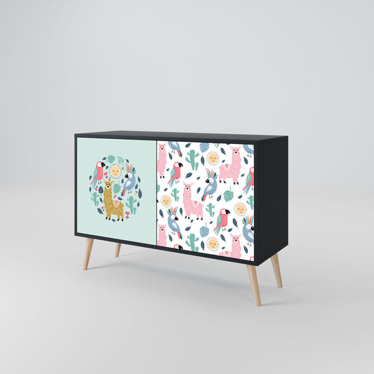 Credenza a 2 ante COLORFUL ALPACAS in finitura nera