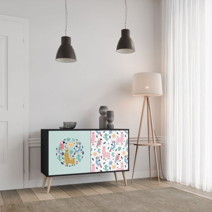 Credenza a 2 ante COLORFUL ALPACAS in finitura nera