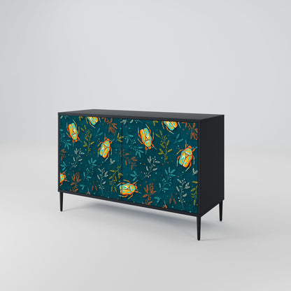 Credenza AUTUMN INSECTS a 2 ante in finitura nera