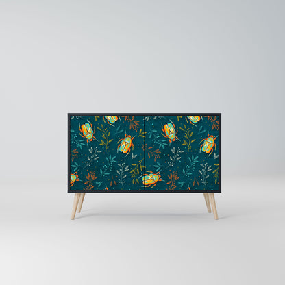 Credenza AUTUMN INSECTS a 2 ante in finitura nera