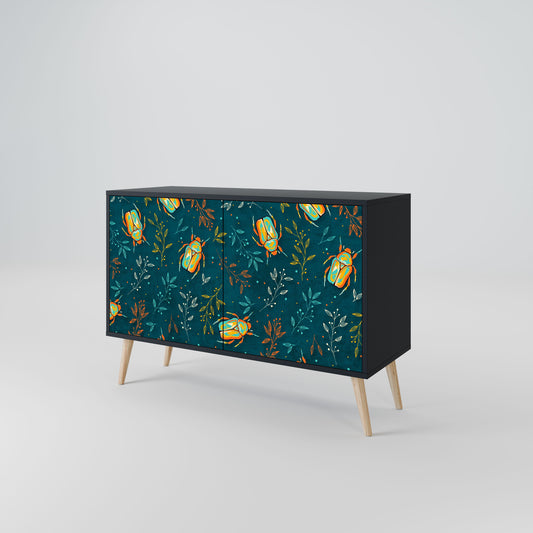 Credenza AUTUMN INSECTS a 2 ante in finitura nera
