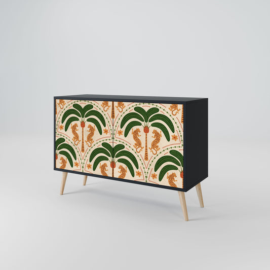Credenza a 2 ante DANCING PREDATORS in finitura nera