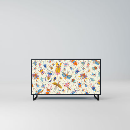 Credenza a 2 ante COLORFUL INSECTS in finitura nera