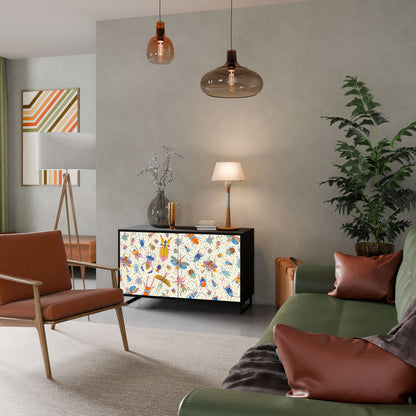 Credenza a 2 ante COLORFUL INSECTS in finitura nera
