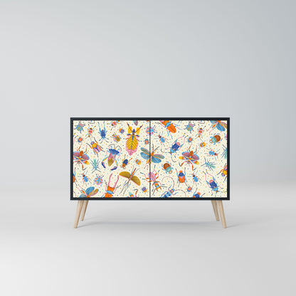 Credenza a 2 ante COLORFUL INSECTS in finitura nera