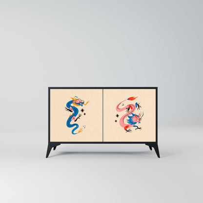 Credenza MITOLOGICA CREATURES a 2 ante in finitura nera