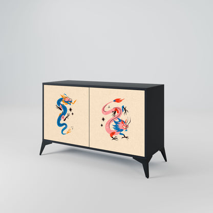 Credenza MITOLOGICA CREATURES a 2 ante in finitura nera
