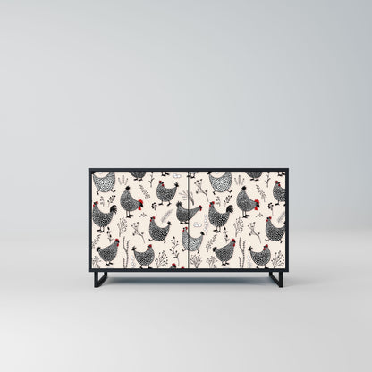 Credenza a 2 ante HAPPY HENS in finitura nera