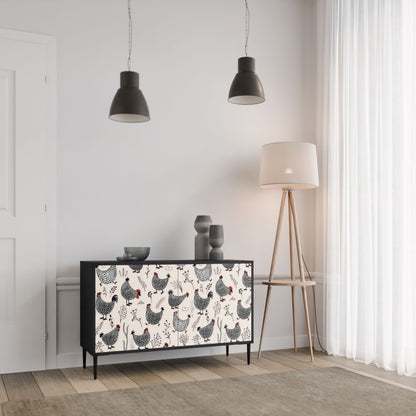 Credenza a 2 ante HAPPY HENS in finitura nera
