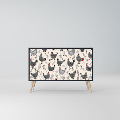 Credenza a 2 ante HAPPY HENS in finitura nera