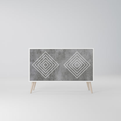 POLYGONAL ARTISTRY 2-Door Sideboard in White Finish