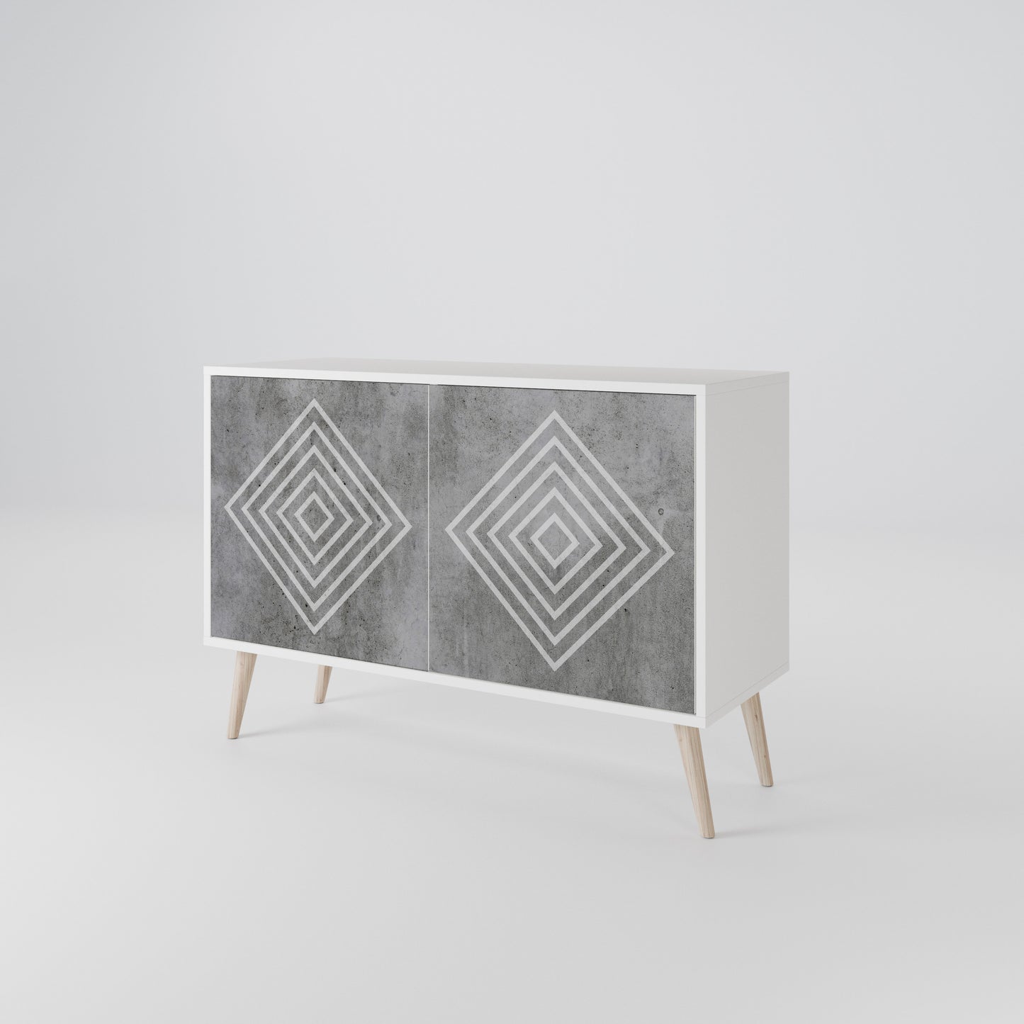 POLYGONAL ARTISTRY 2-Door Sideboard in White Finish