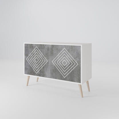 POLYGONAL ARTISTRY 2-Door Sideboard in White Finish