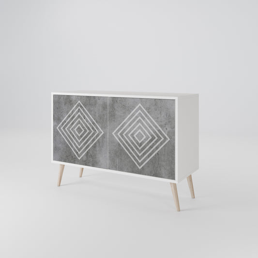 POLYGONAL ARTISTRY 2-Door Sideboard in White Finish