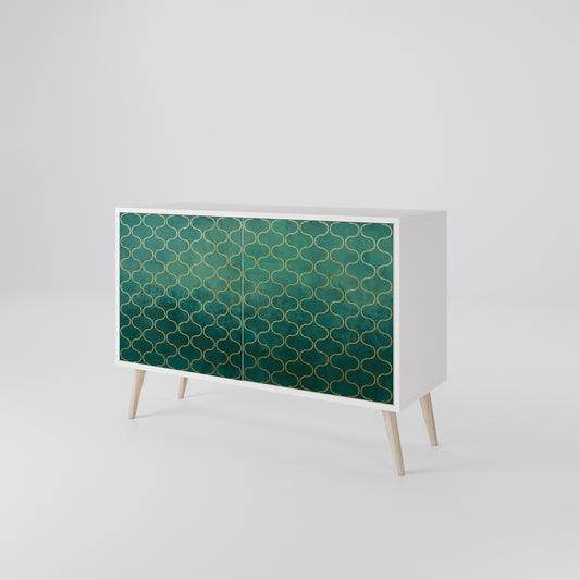 TESSELATED GREENERY 2-Door Sideboard in White Finish
