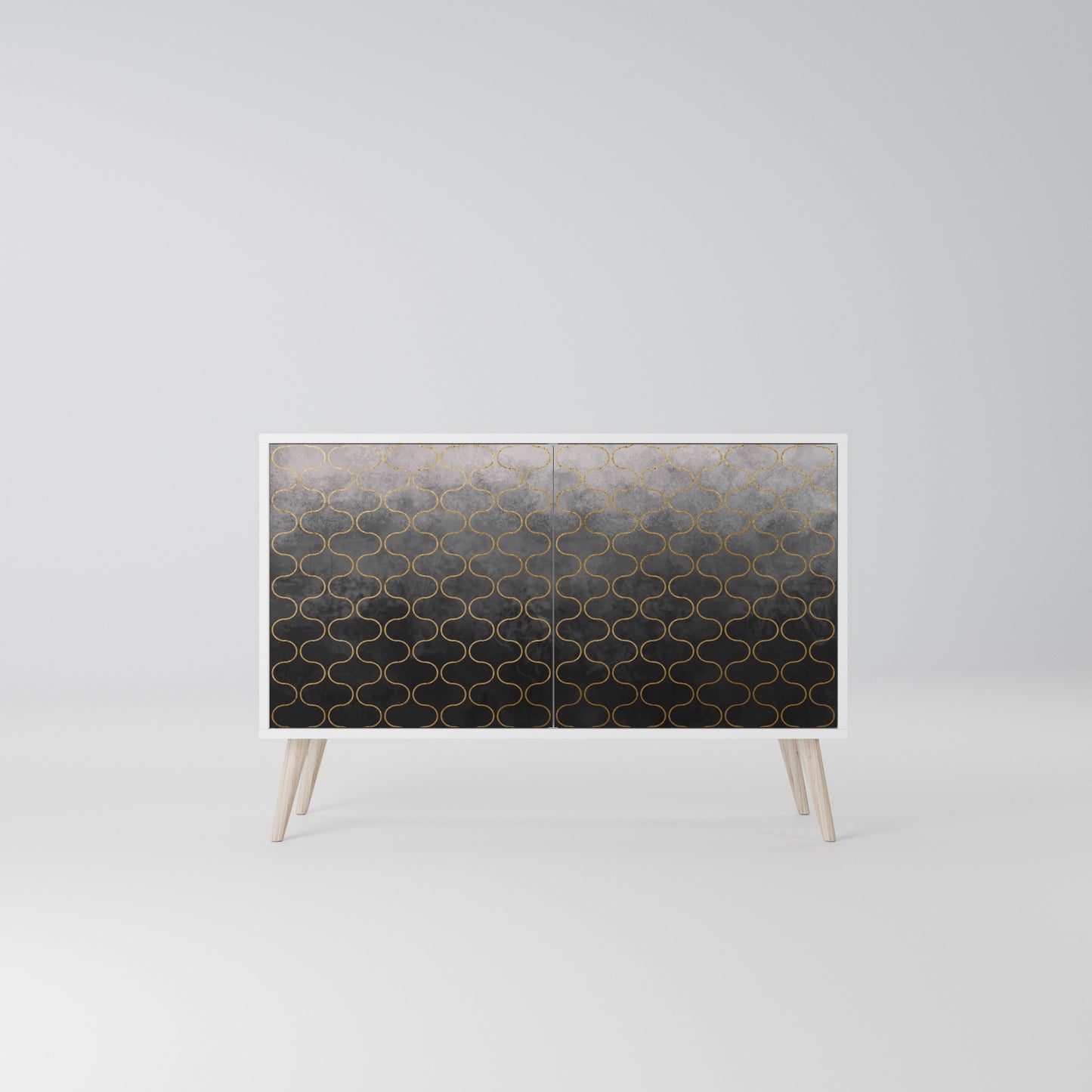 TESSELATED GRAYISH 2-Door Sideboard in White Finish