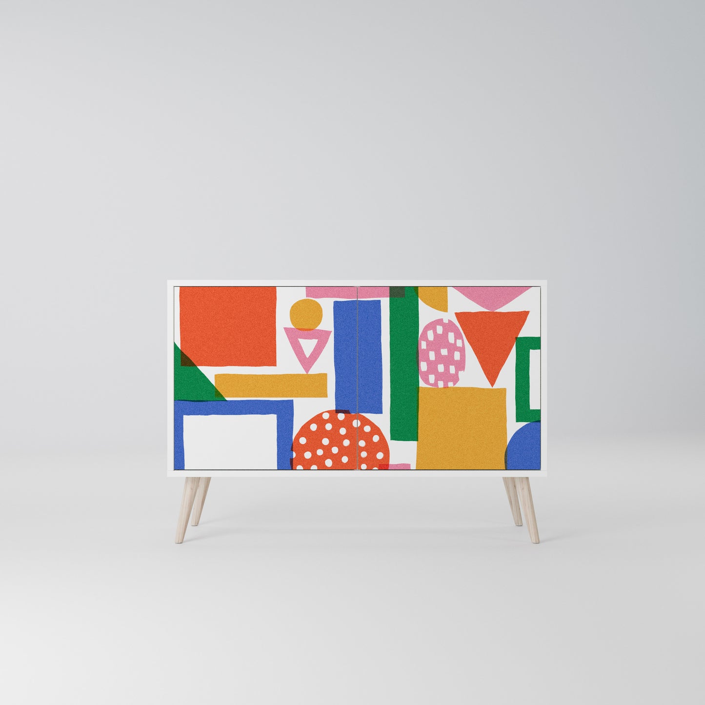 GEOMETRIC GLIMMER 2-Door Sideboard in White Finish