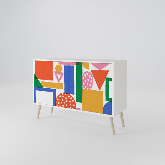 GEOMETRIC GLIMMER 2-Door Sideboard in White Finish
