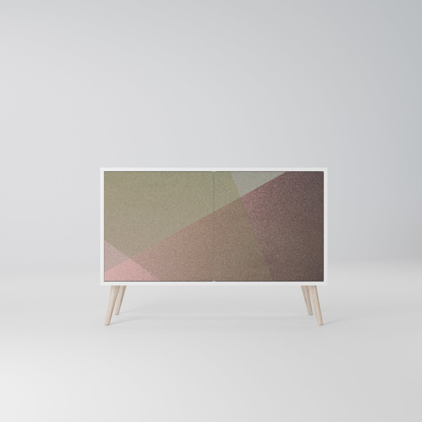 BEIGE GEOMETRY Madia a 2 Ante in Finitura Bianca