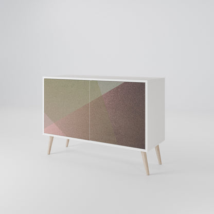 BEIGE GEOMETRY Madia a 2 Ante in Finitura Bianca