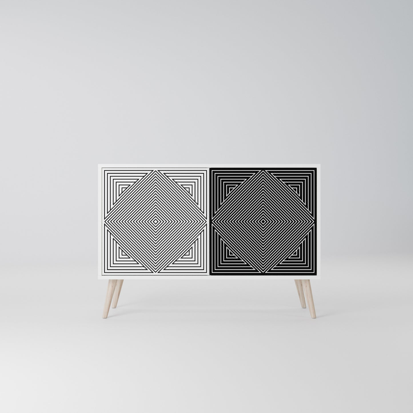 POLYGON ILLUSION Madia a 2 Ante in Finitura Bianca