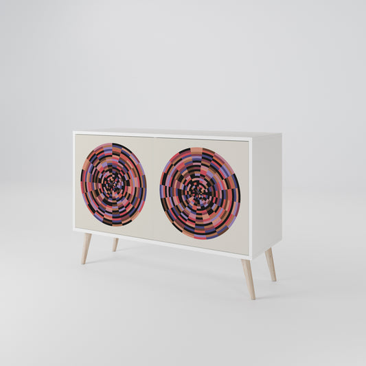 BROWN CIRCLES 2-Door Sideboard in White Finish