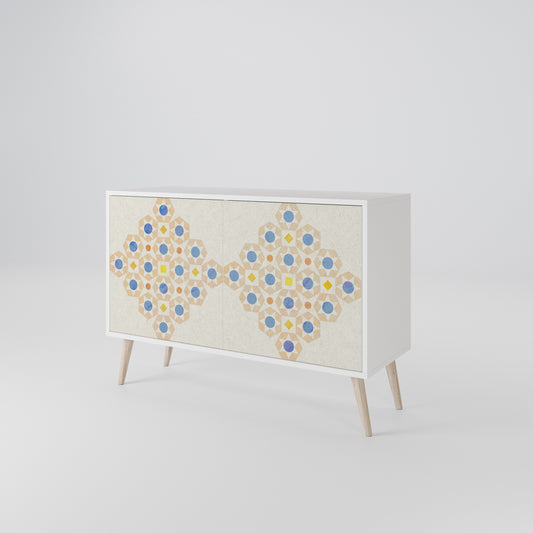 PATTERNED PRISM 2-Door Sideboard in White Finish