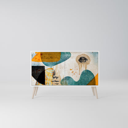ABSTRACT FACES Madia a 2 Ante in Finitura Bianca