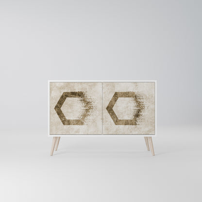 HEXAGONAL SHAPES Madia a 2 Ante in Finitura Bianca