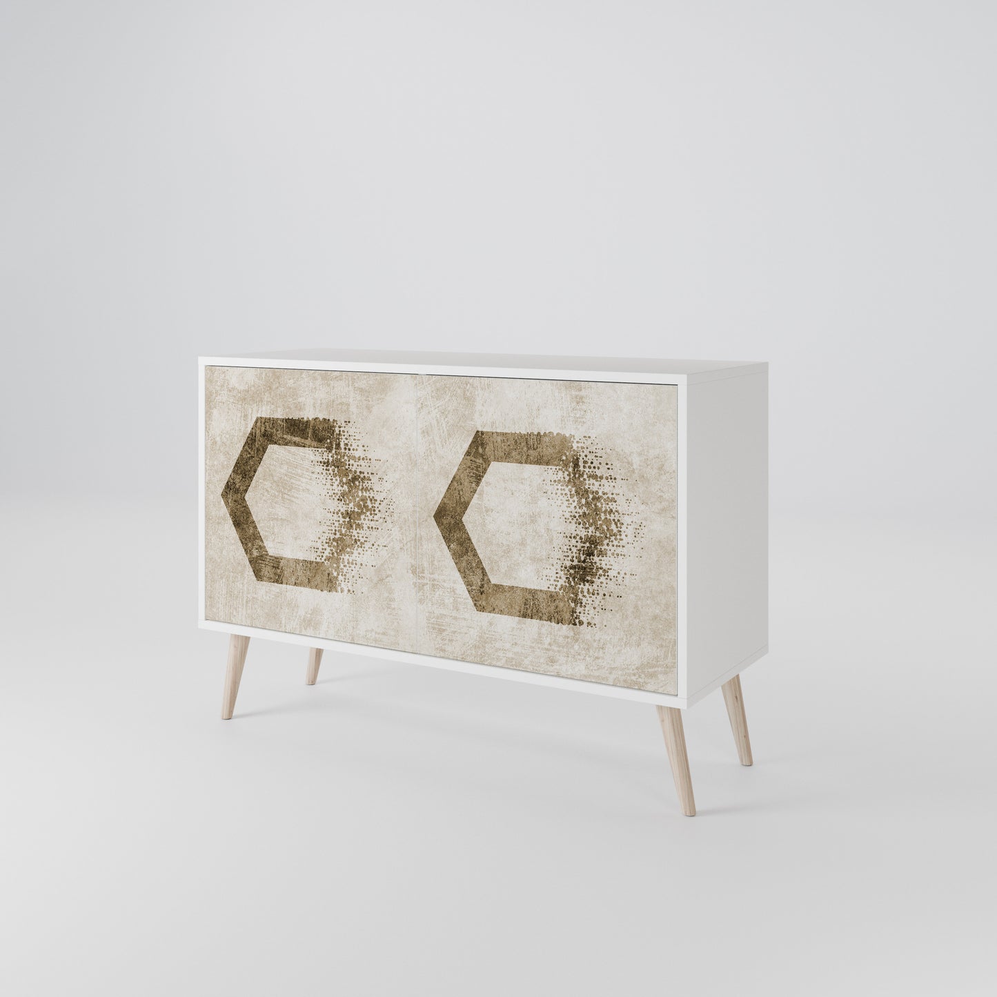 HEXAGONAL SHAPES Madia a 2 Ante in Finitura Bianca