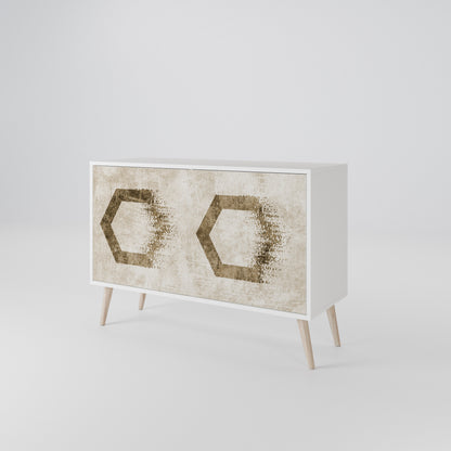 HEXAGONAL SHAPES Madia a 2 Ante in Finitura Bianca