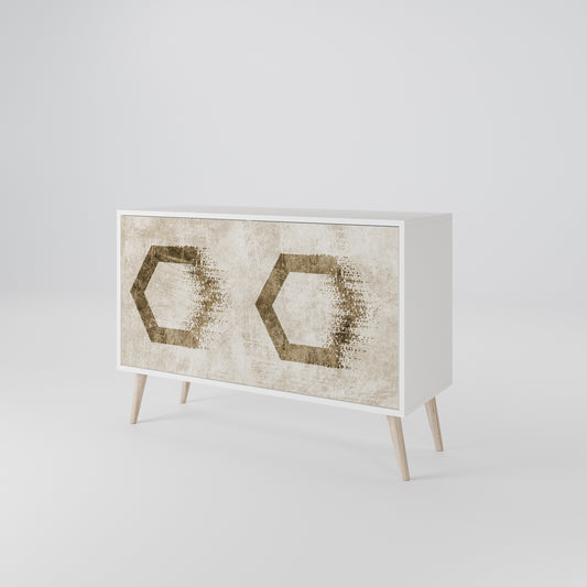 HEXAGONAL SHAPES Madia a 2 Ante in Finitura Bianca