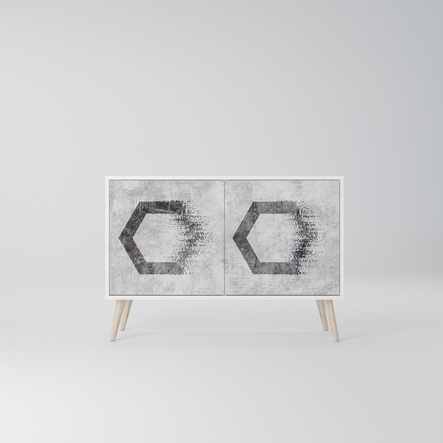 HEXAGONAL FIGURES 2-Door Sideboard in White Finish