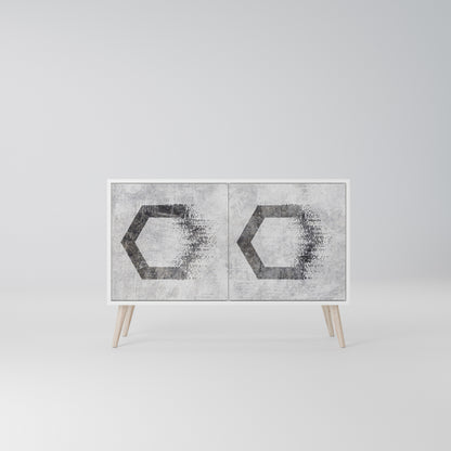 HEXAGONAL FIGURES 2-Door Sideboard in White Finish