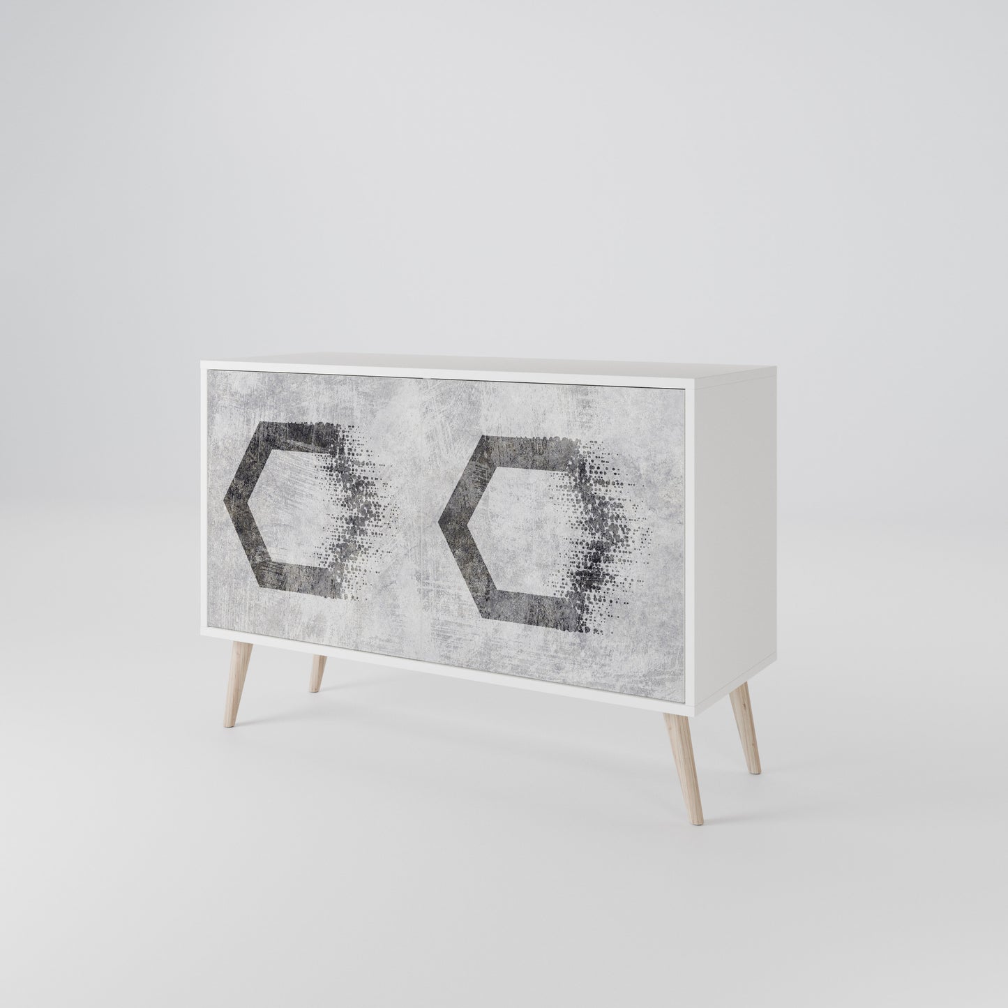HEXAGONAL FIGURES 2-Door Sideboard in White Finish