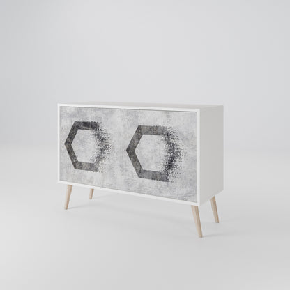 HEXAGONAL FIGURES 2-Door Sideboard in White Finish
